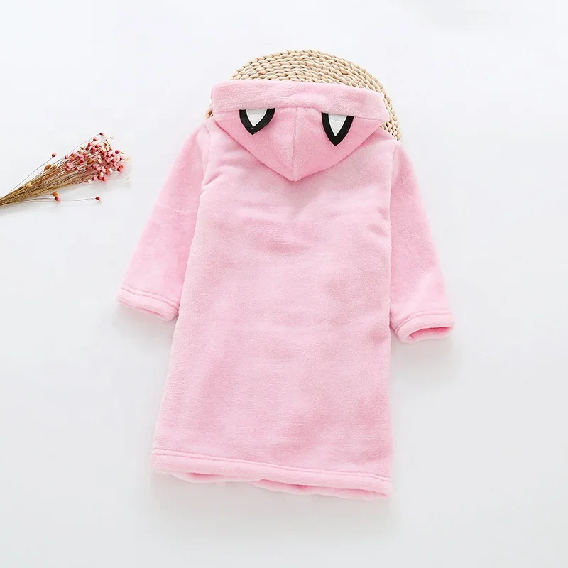
Wholesale Soft Children Pink Organic Breathable Animal Hooded Bathrobe for Kids 