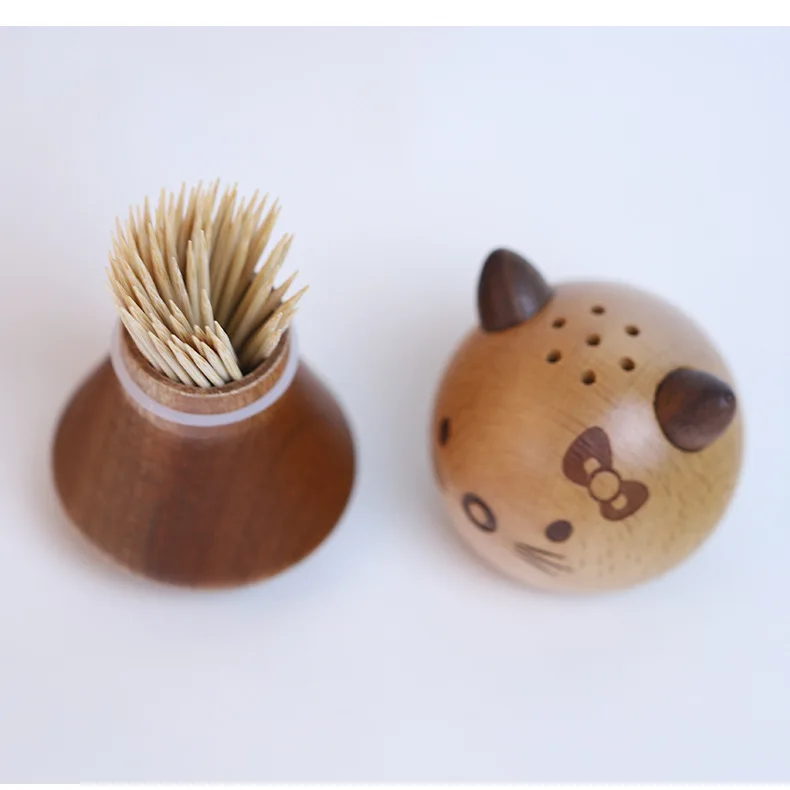 Nordic Wooden toothpick holder creative cute decoration ornaments Pure handmade solid wood toothpick box