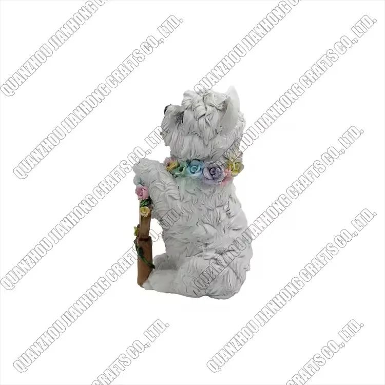 Outdoor White Terrier Dog Statue Animal Welcome Sign Cute Garden Home Decor