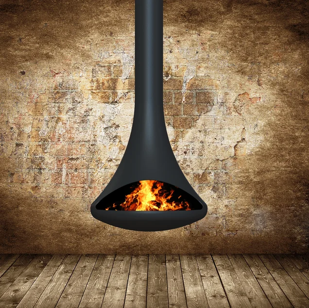 Xuzhou manufacturer hanging wood stove indoor heating and decorative suspended bioethanol fireplace