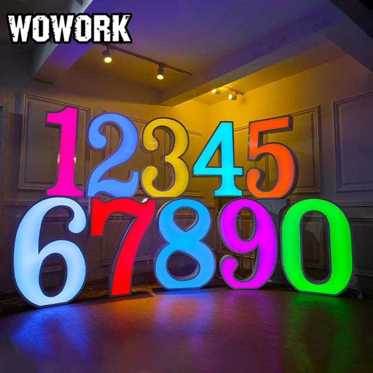 WOWORK wholesale outdoor led 3D giant RGB bulb marquee letters number lights for Christmas XMAS birthday event decoration