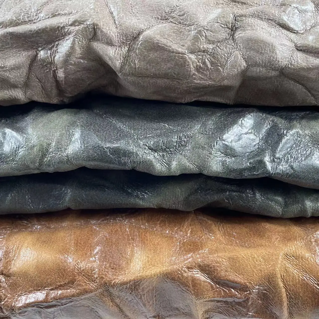 Vintage 3D Rexine PU Leather Fabric Natural Wrinkle Style for Artistic Design for Sofa Garment Bags-Synthetic Leather Product