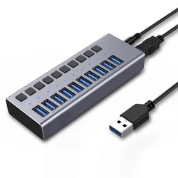 Usb 3.0 5Gbps  Multifunctional  High Speed Transmission usb hub  7 ports 10 13 16 20 port 12v charging power with switch usb hub