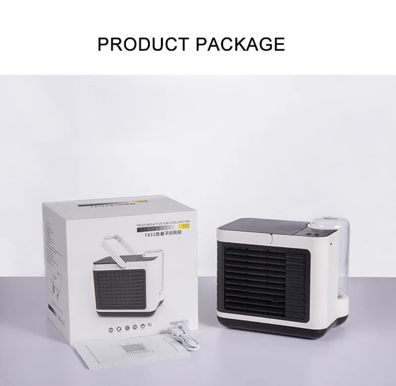  2000mAh Negative Ion Purifying Air Humidifying Fan Mini Portable Cooler with Night
