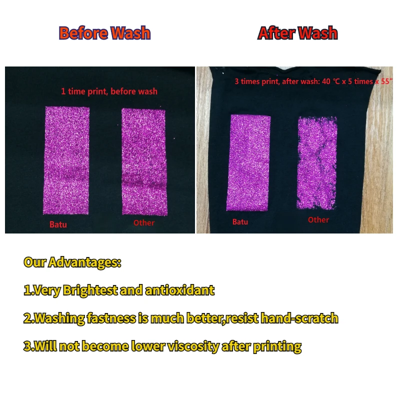 Colorful Shiny textile paste Glitter Printing Paste Screen Printing glitter Paste