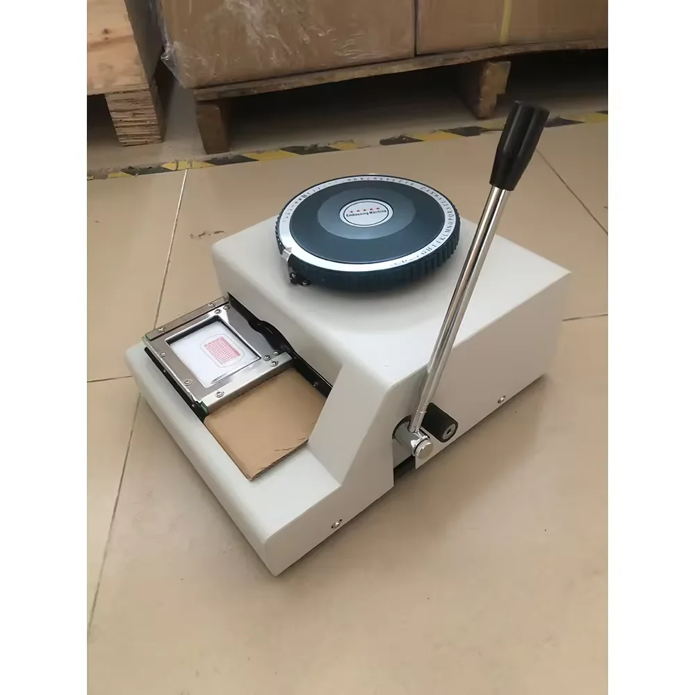 Custom embosser aluminum 3D logo name plate tag membership PVC Metal card number plate gold foil stamp small embossing machine