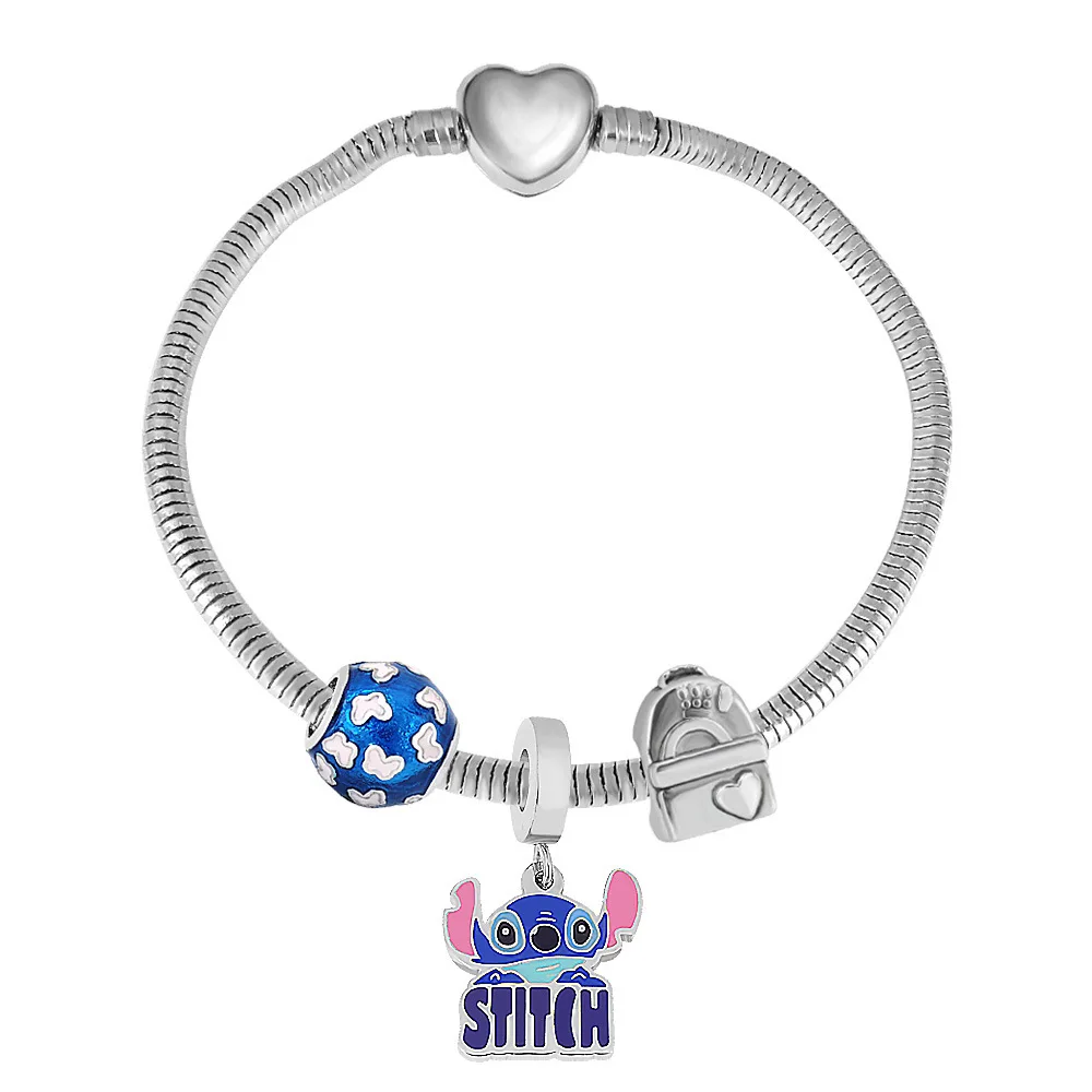 Fashion 316L stainless steel diy large hole beaded heart shaped clasp bracelet 3mm snake chain charm wrist bracelet