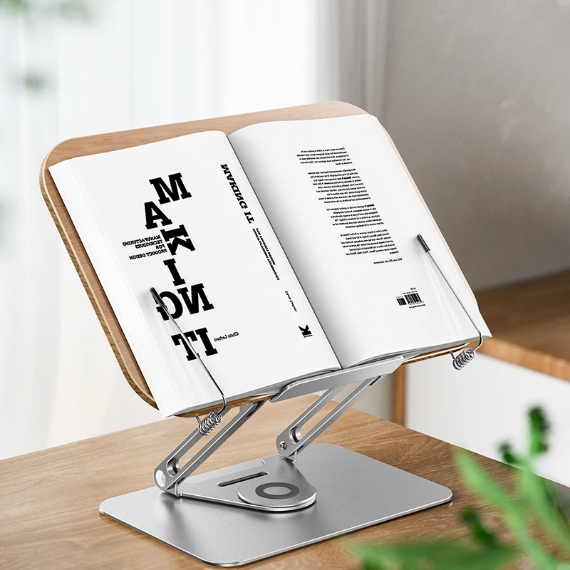 Boneruy Portable Sturdy Wooden Bookstand Page Paper Clips Display Stand  Cookbook Stand Document Holder Reading Stand