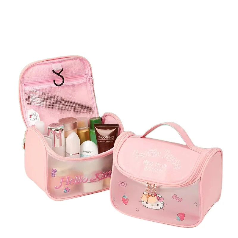 Wholesale cute pink cosmetic bag large capacity zipper travel portable waterproof cosmetic storage handbag