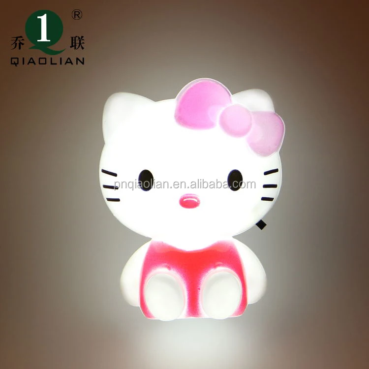 Qiaolian Lovely Hello kitty shape soft Nightlight Power Saving Gentle LED Switch Night light Gentle 110v-250v Safety Nachtlicht