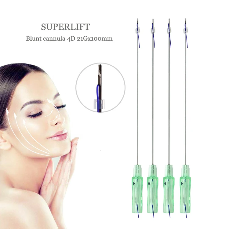 Non surgical face lifting pdo cog threads with blunt needle cannula