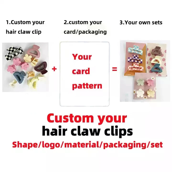 OEM Wholesale new fashion custom logo colors packaging set plastic women hair claw clips large hair accessories