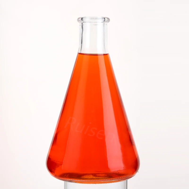 Hot Selling 375ml Clear Conical Glass Liquor Wide Mouth Beverage Bottles