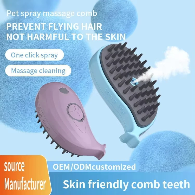2024 one-touch usb pet vapor comb cat 4-in-1 steam brush for pet & cat massage, cleaning silicone do
