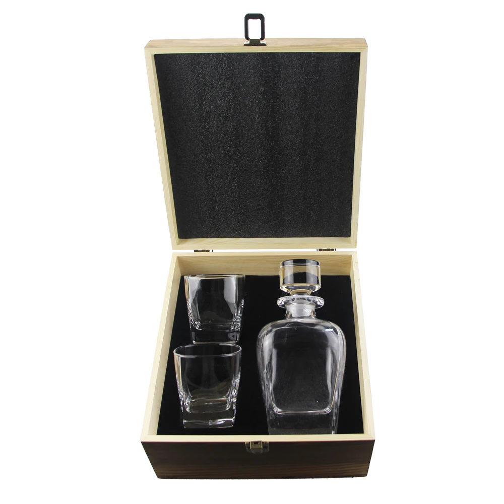 Whiskey  Wine Decanter Set Glass Drink Tumblers Lead-Free Crystal Handmade Wooden Box Whiskey bar Set