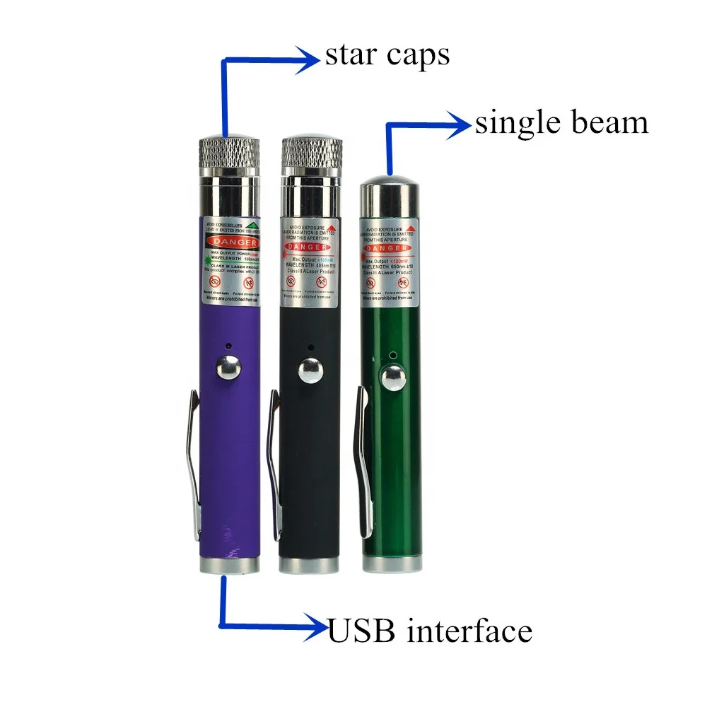 
Pen Clip Rechargeable Mini USB Green Red Blue Laser Light Pen 