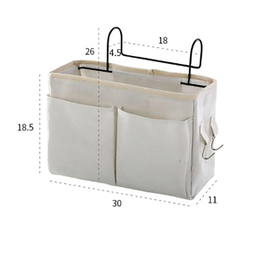 Bedside Hanging Organizer Pocket Storage Bag Wardrobe Organizer Canvas Bedroom Bathroom Magazine Bedside Hanging Storage Bag