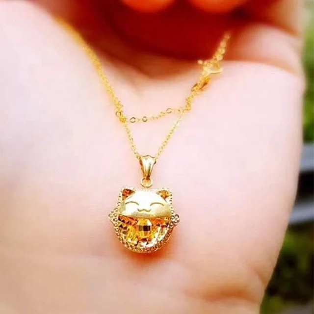 Xinfly waterproof jewelry 18k AU750 Pure Gold Cat Shape Cartoon Cute Pendant sophisticated Necklace