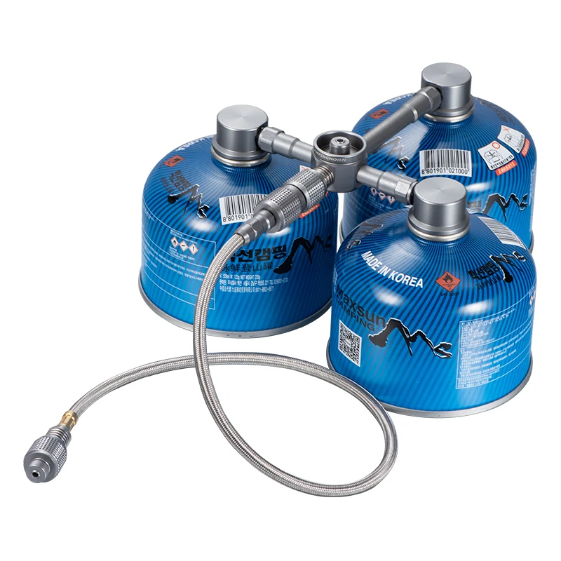 camping outdoor gas fuel bunker three supply two furnace head heater adapter outdoor stove gas endurance increase converter