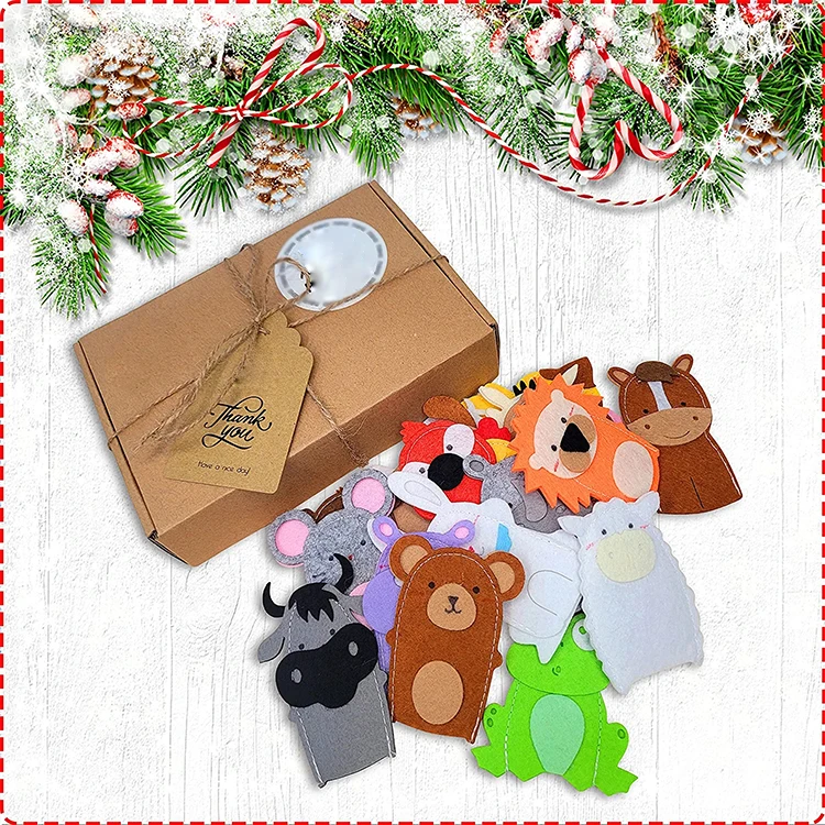 Wholesale handmade finger number toys handmade felt animal finger puppets