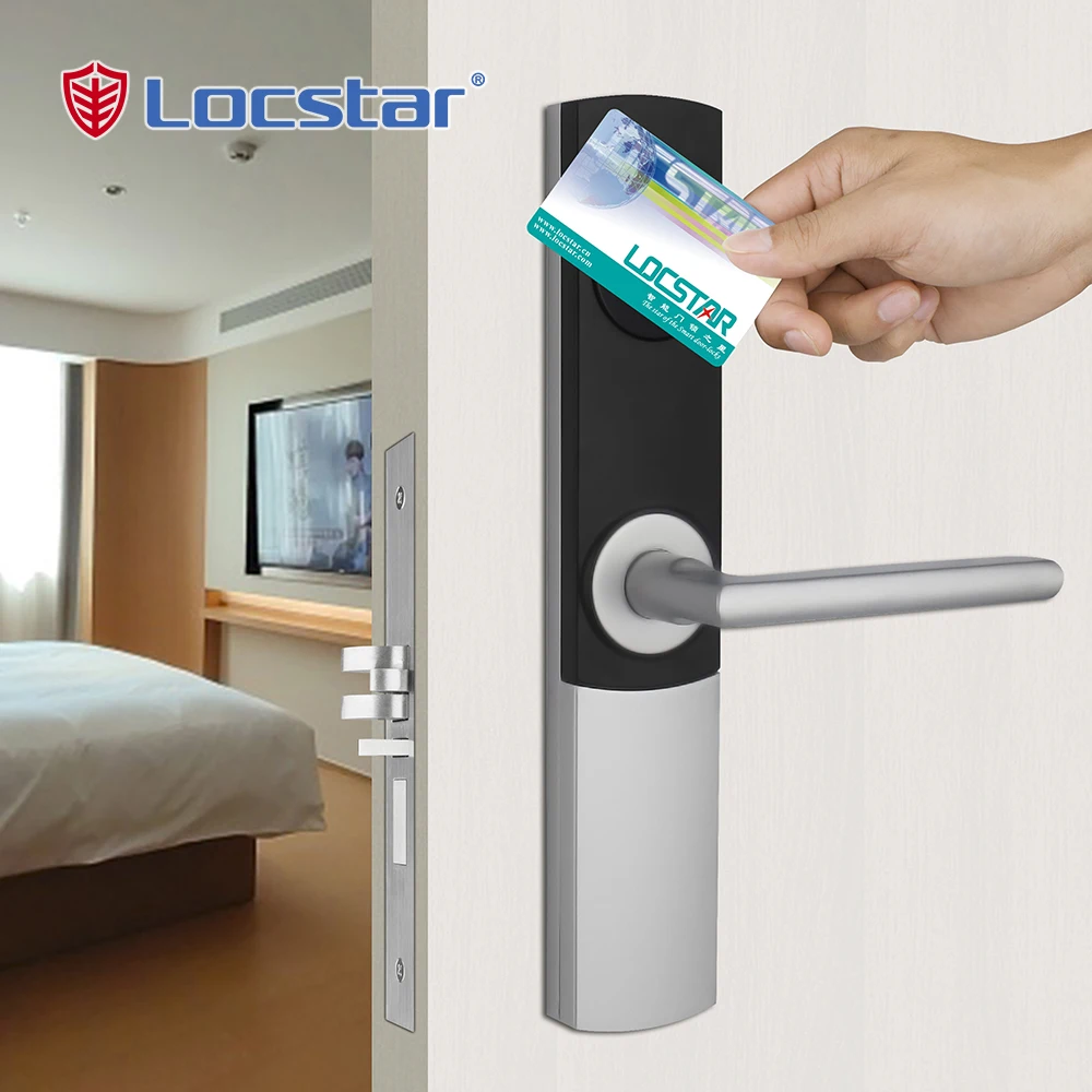 Locstar Digital Handle Ansi Mortise Hardware Lockset Smart Key Card Electric Rfid Hotel Lock System