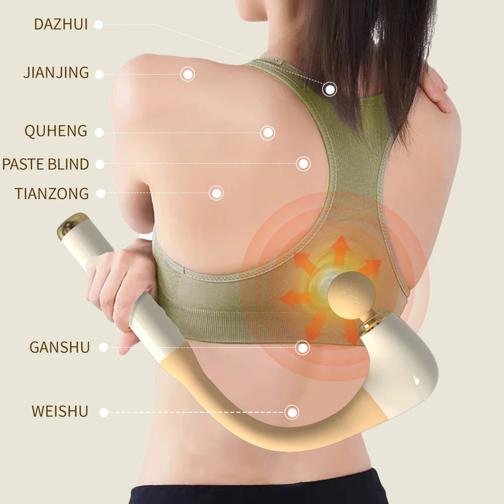 New Arrival 2024 Deep Tissue Body Massager Powerful Fascia Gun Massage Hammer U-Shaped Massage Gun With Extended Handle