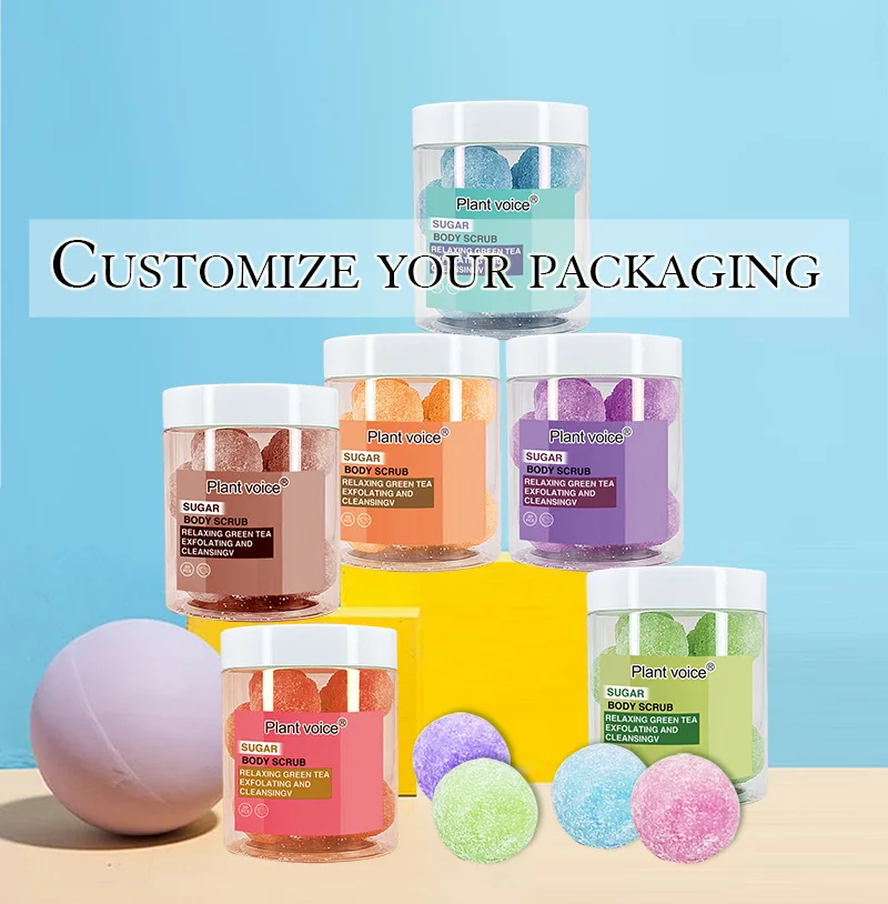 OEM красочные конфеты для тела искусственный сахар шарики-скраб индивидуальная этикетка шарики-скрабы