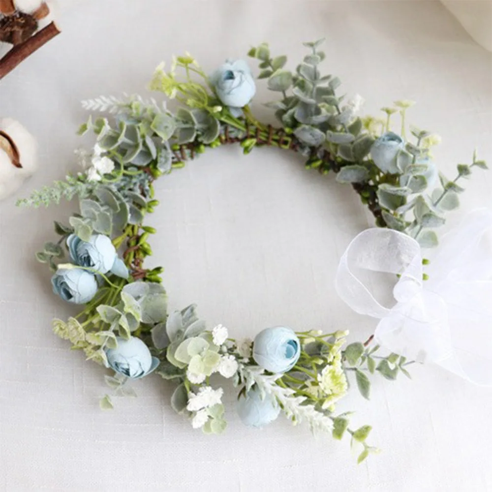 Fashion Floral Christmas Wreath Decoration Hair Accessories Holiday Garland Bride Corolla Wedding Headpiece Rose Hairband