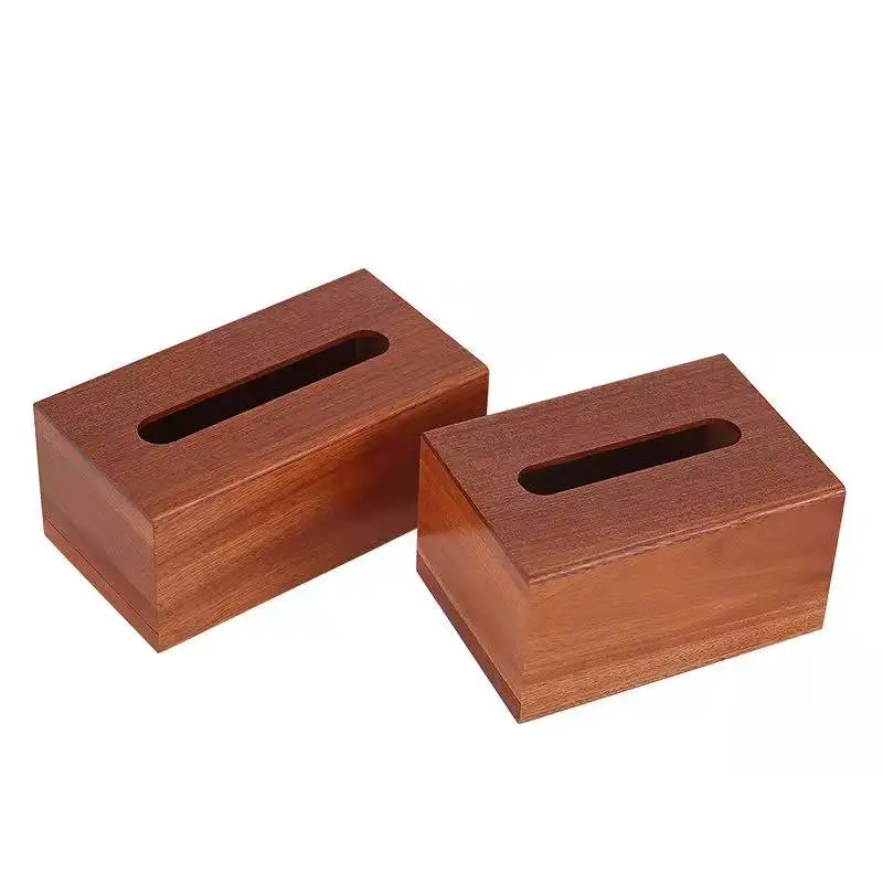Hot sale walnut wood rectangular secorative storage daily necessities tissue box