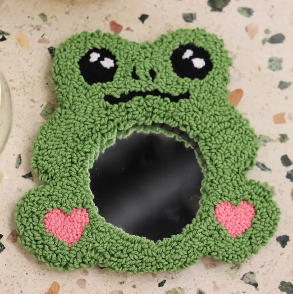 Modern small size custom decor mirror lovely animal decorative tufting acrylic mirrors for girl