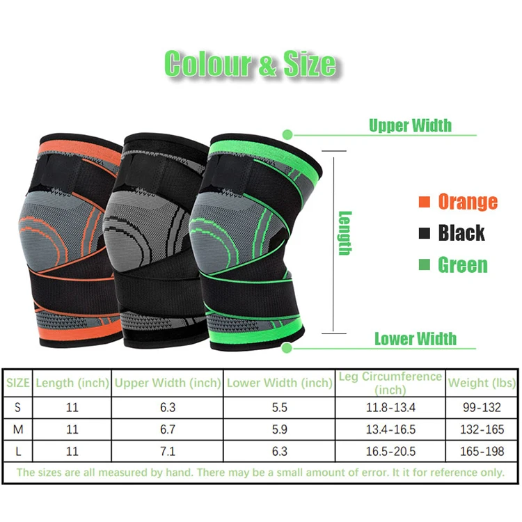 Custom adjustable strap knitted knee support compression weightlifting powerlifting knee sleeve