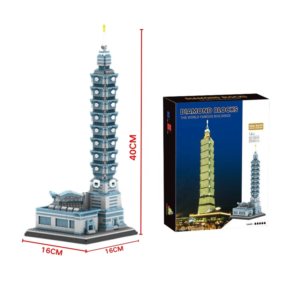 Hot Selling World Famous Landmark Taipei 101 Building Toy Blocks Classic Bricks Kids Puzzle Toy Gift