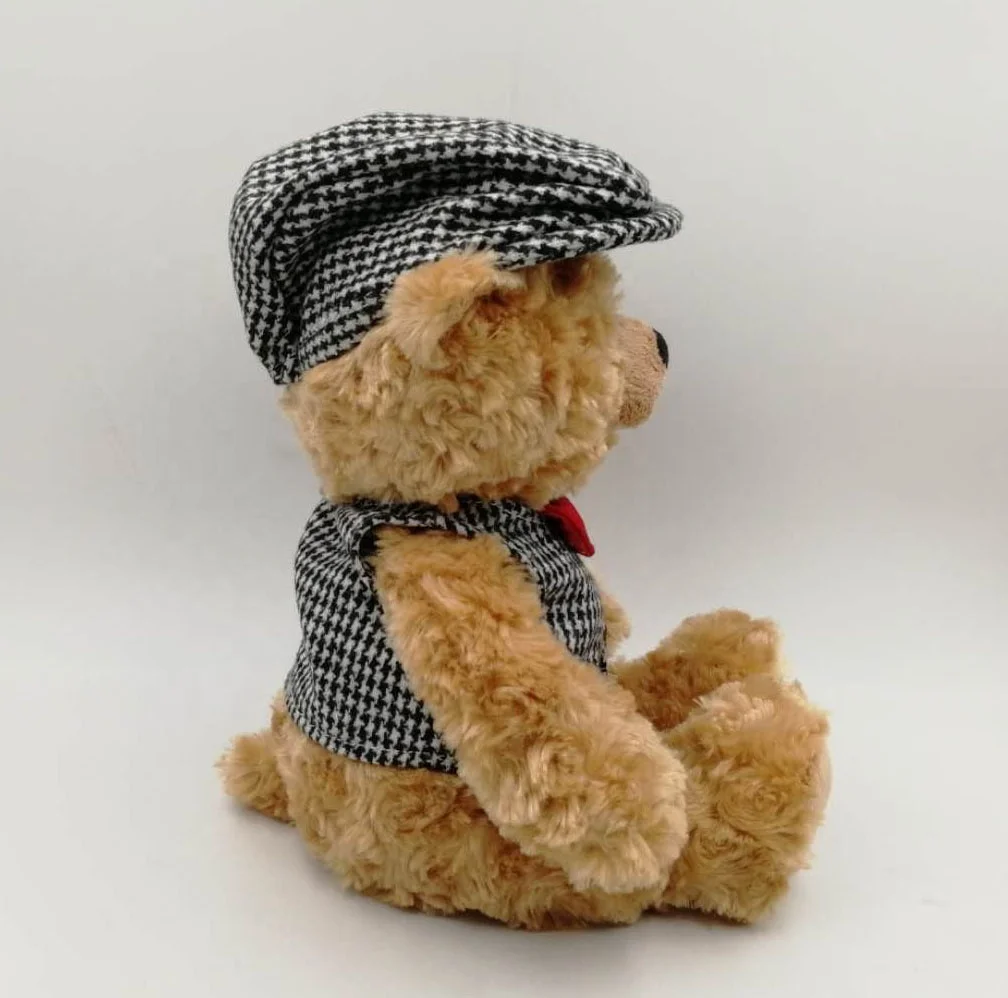 Wholesale Custom OEM/ODM 13 inch Bear wearing vest and hat hot sale high quality soft plush toy
