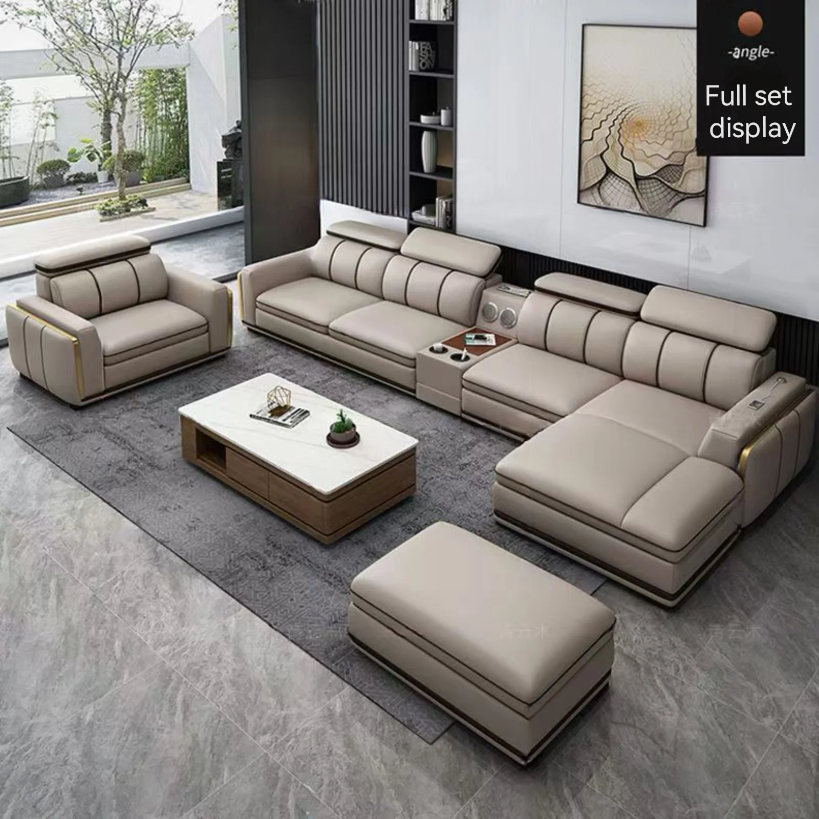 Multi-Functional Modern l Shaped Sofa Set Living Room Furniture Simple Design Italian Sofa High Quality Living Room Leather Sofa