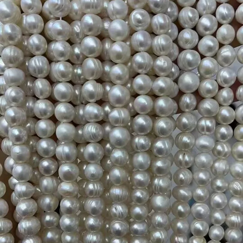 cheap Natural Freshwater White 4-11mm Potato round thread Pearls String loose beads Pearl for Jewelry Making wholesale