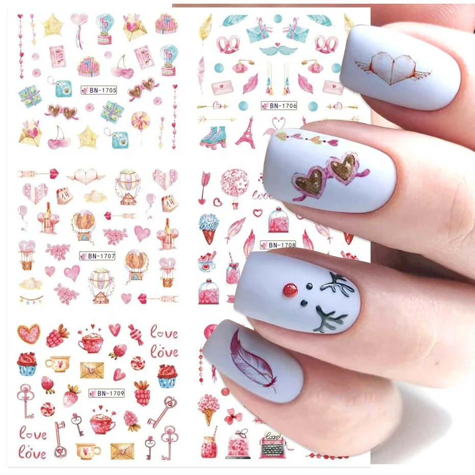Nail art sticker water transfer printing 2d nail decal fashion design nail stickers