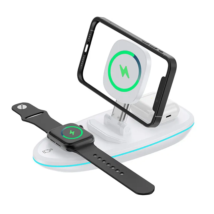 Быстрая зарядка 15 Вт qi Смарт магнитные зарядные устройства 3 4 в 1 Беспроводное зарядное устройство