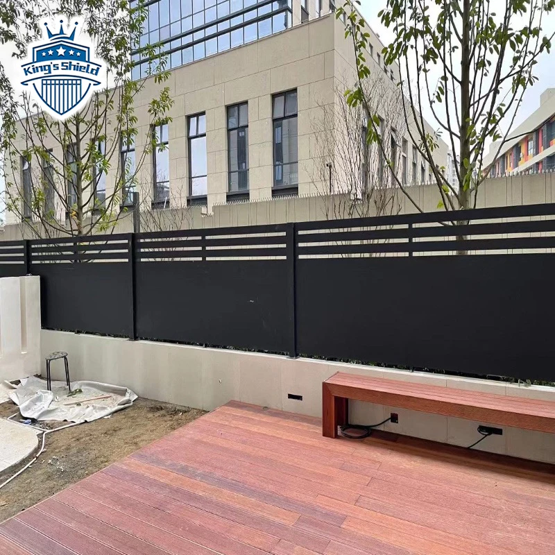 Modern outdoor aluminum metal black powder coated horizontal fence privacy slat fence panels  garden fence