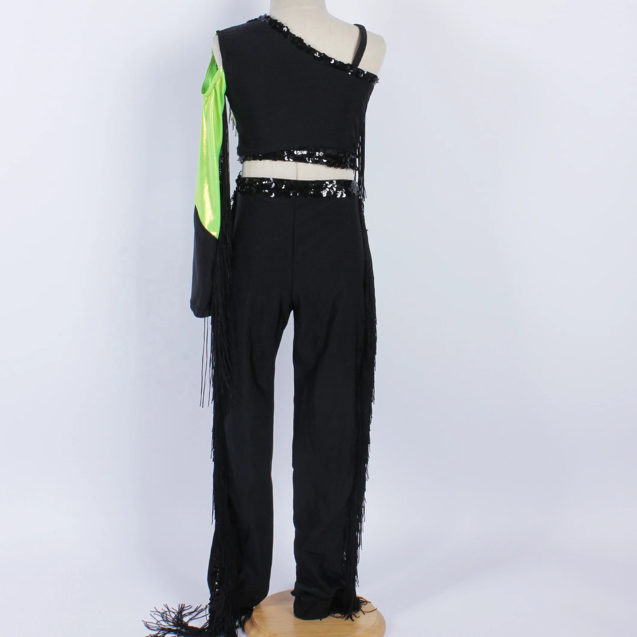 shiny foil dance snake print leotard black sequin tassel dance costume Crazy primitive man stage performance jazz dance wear