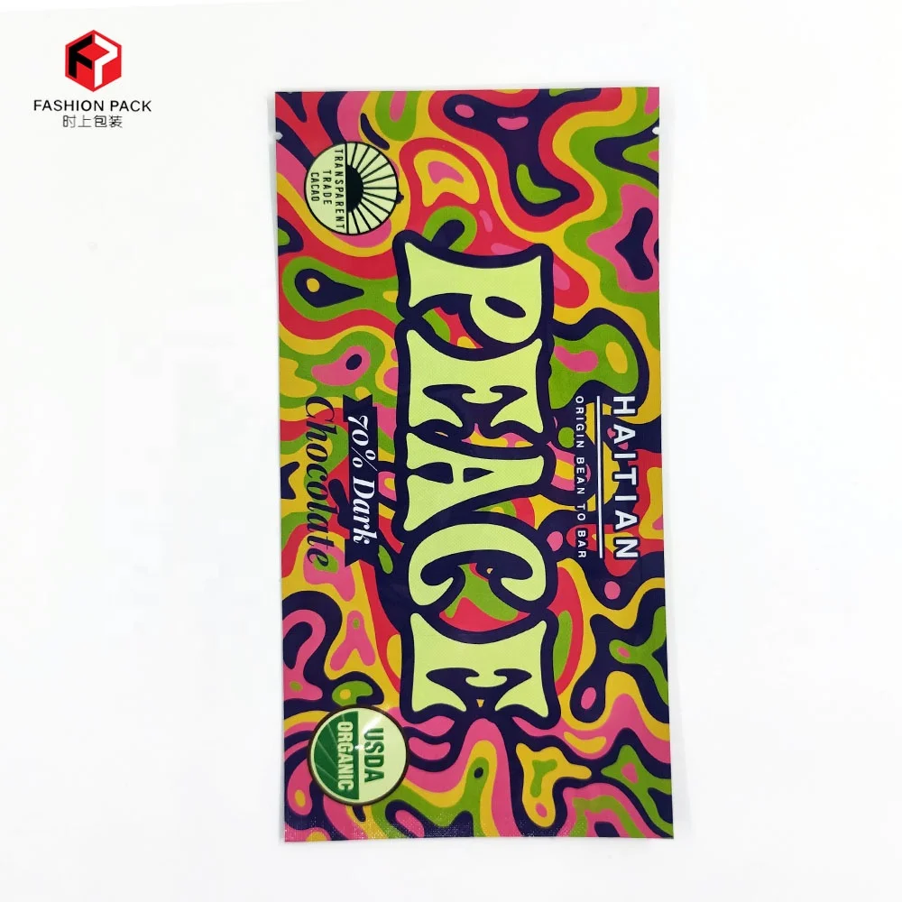 Customise digitally printed aluminum foil 3 side seal plastic pouches for chocolate sticks