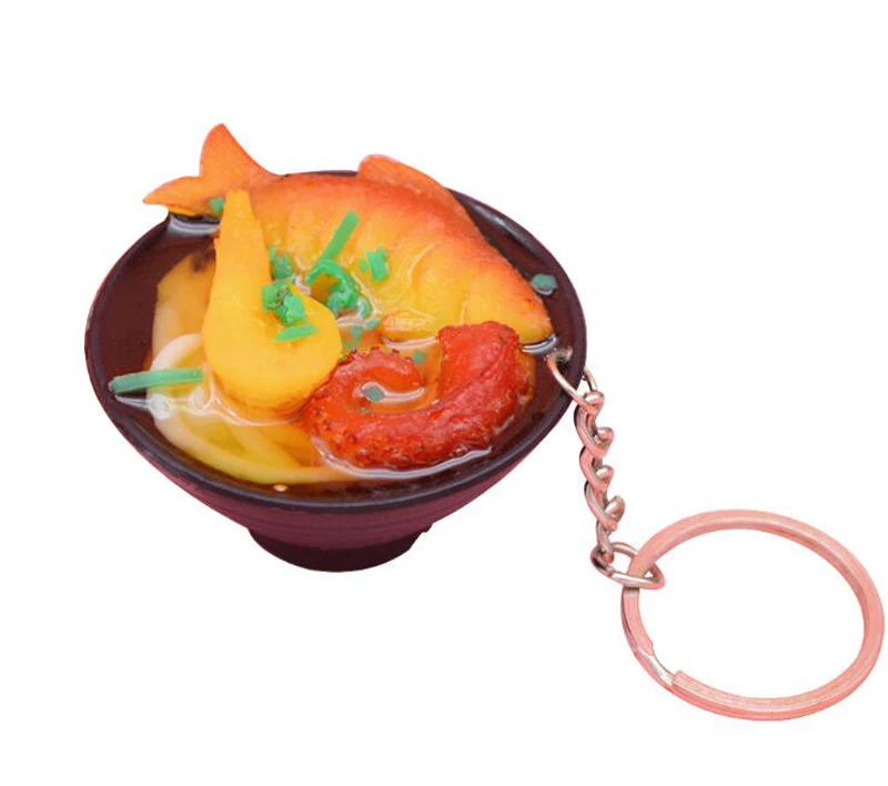 Hot selling new 3D PVC Simulation Noodles Food Keychain Kitchen Food Keyring Personality Fashion Party Gift Keychain Accessories