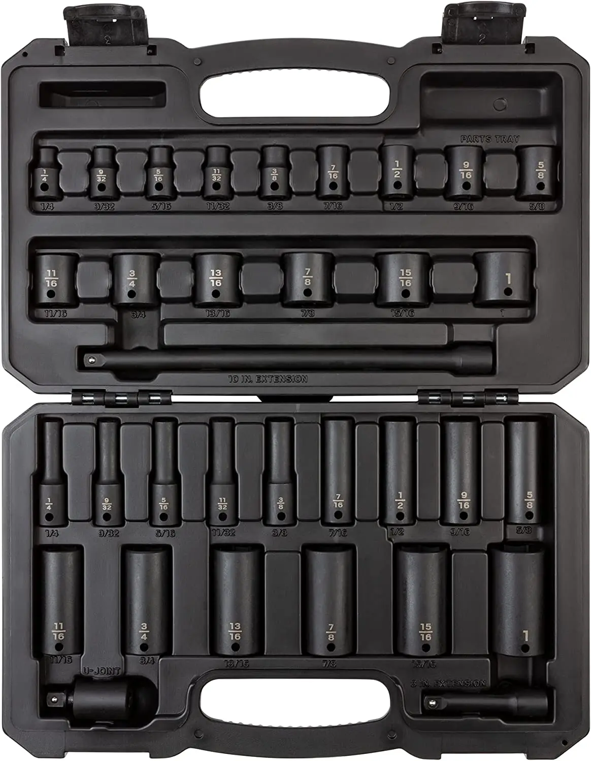 3/8 Inch Drive 6-Point Impact Socket Set, 33-Piece (1/4-1 in.)