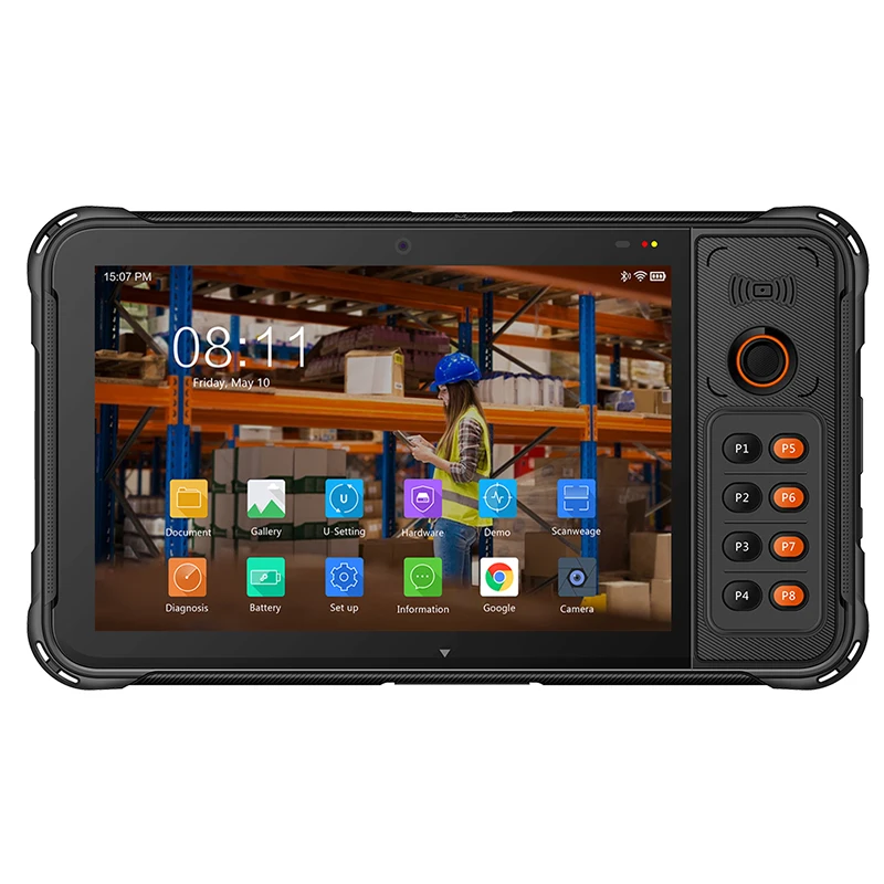 wireless mobile outdoor industrial 4g 8.0 inch touch screen rugged handheld tablet pc android pda 1D/2D with NFC