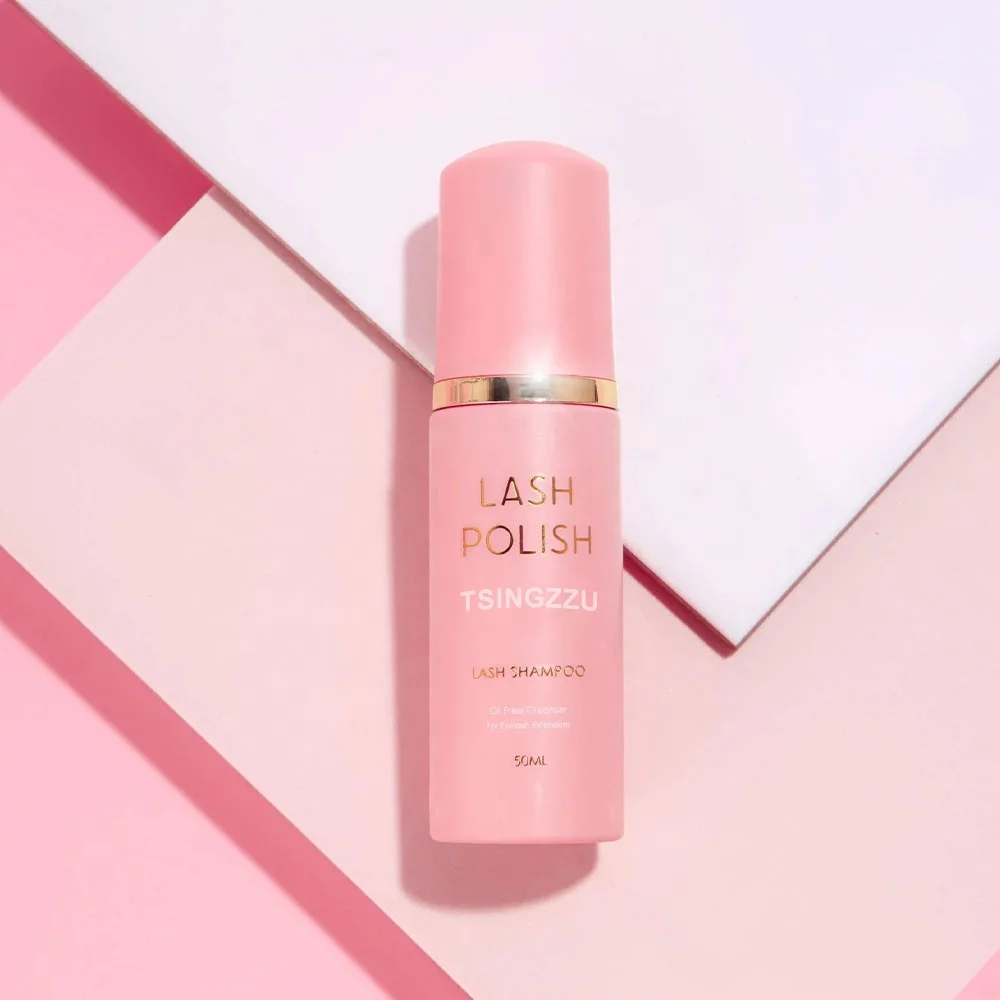 Pink Bubble Eye Lash Foam Cleanser Shampoo Mousse For Eyelashes Extension Eyelash Cleaning Foam Pump Clean