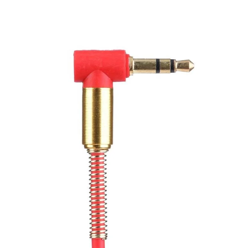 ALLOYSEED 3.5mm Jack Stereo Red/Black 1m Audio Cable Male to Male 90 Degree Right Angle Cable 3.5 jack Earphone Wire