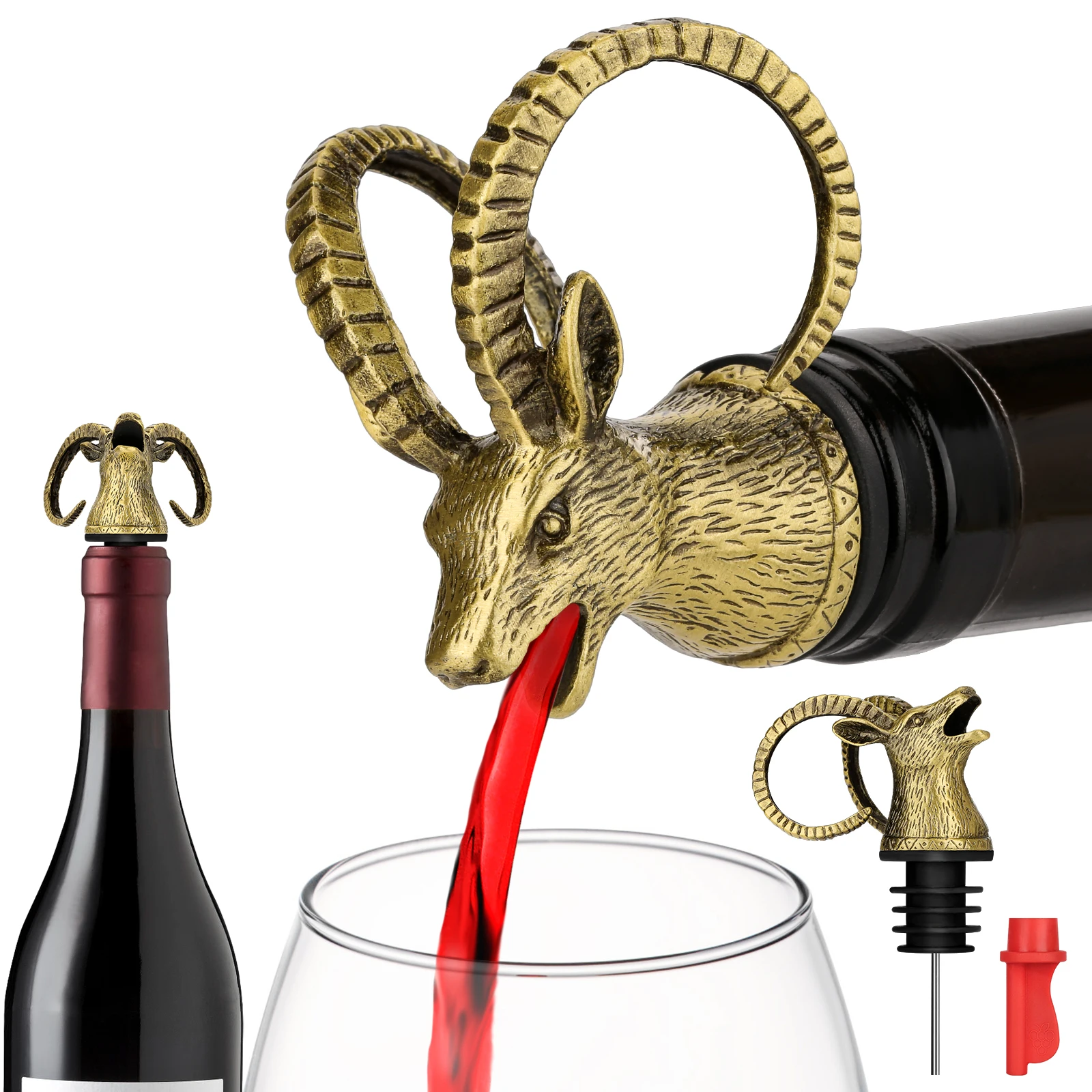 Bar Restaurant Accessories Goat Animal Head Wine Bottle Aerator Pourer For Wedding Favors Gifts Guest