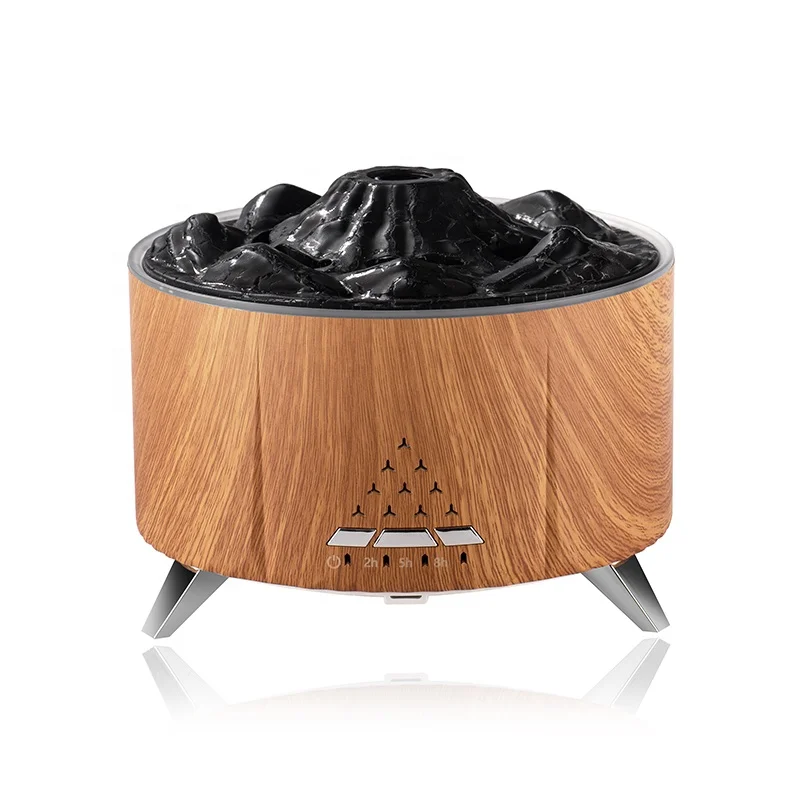 2024 4in1 Wood Grain Hot Lava Volcano Mood Light  Aromatic Misting Humidifier-Wireless/White Noise Speaker for Home Office
