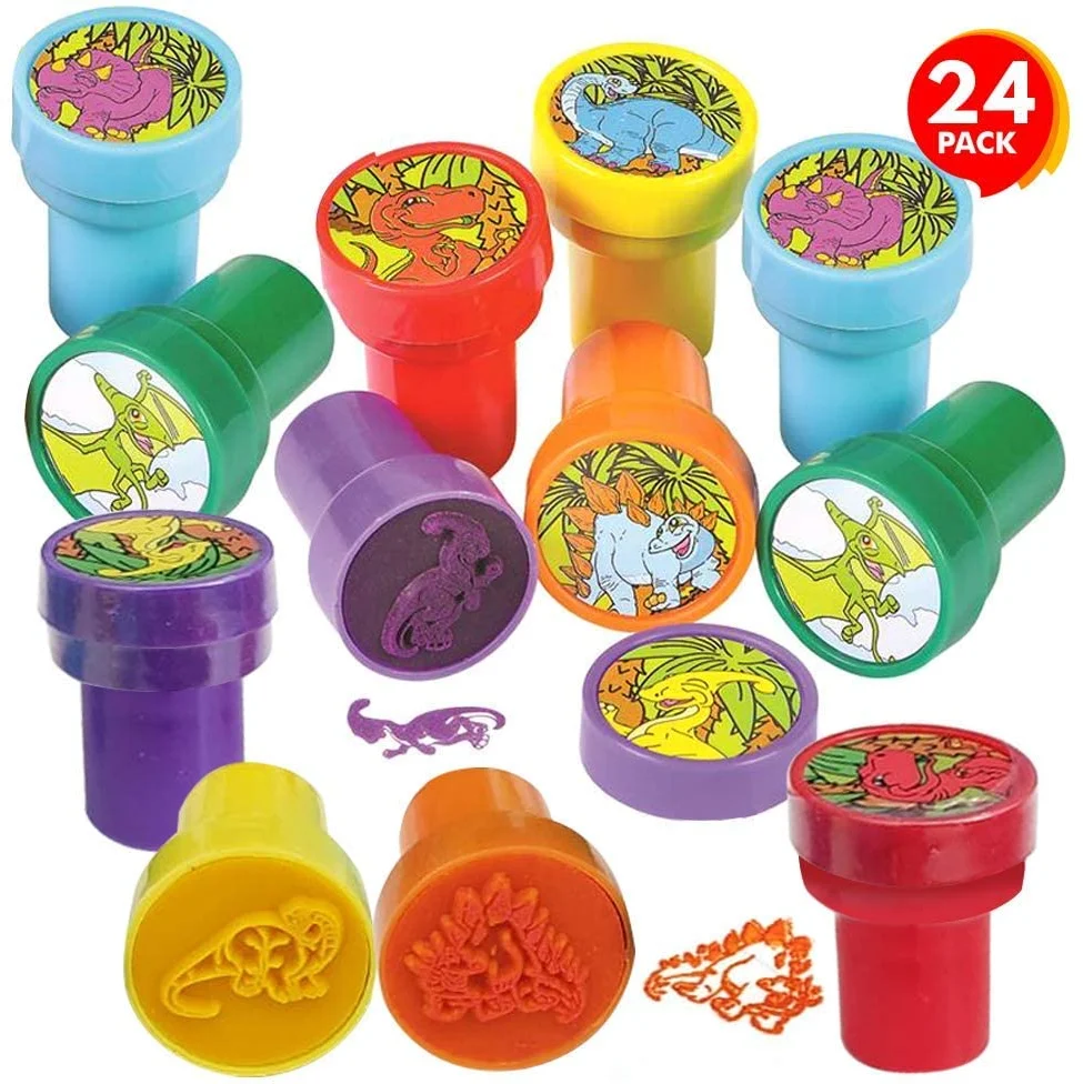 Factory Direct Sale Popular Festival Gift 24pcs Kids Animal Cartoon Rubber self inking Stamps