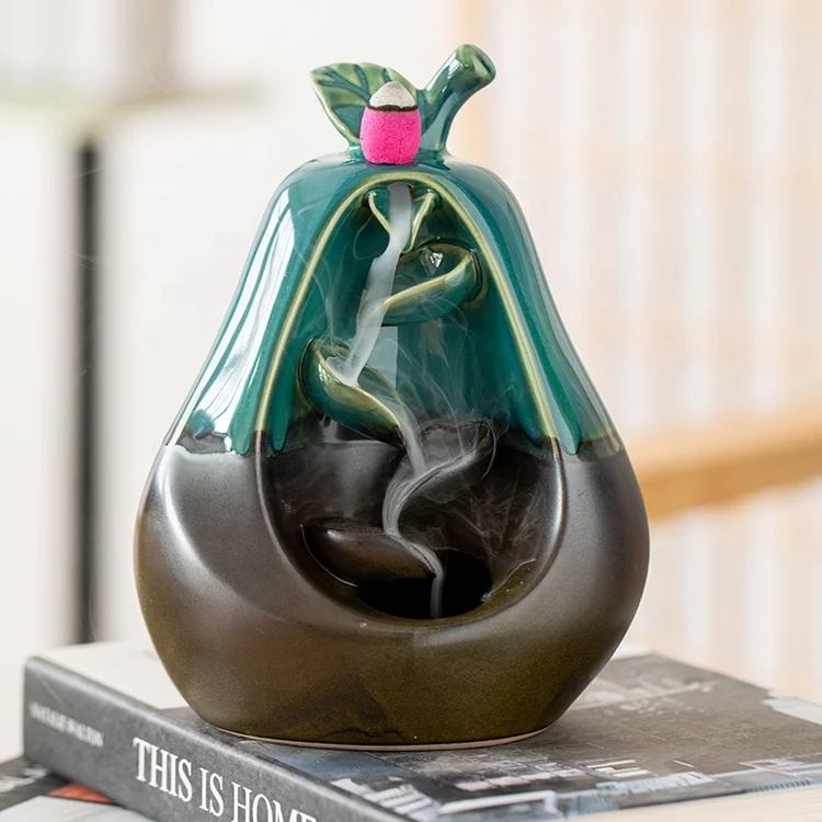SPACEKEEPER Ceramic Backflow Incense Holder Waterfall Incense Burner with 120 BackflowIncense Cones