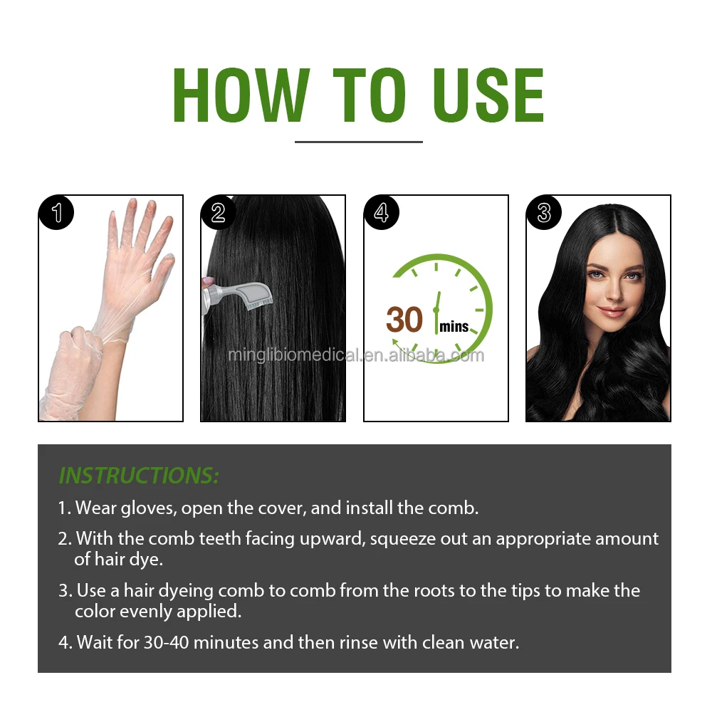 Private Label Touch Up Hair Dyeing Comb Ammonia Free Single Dose Hair Dye Cream Best Selling Ammonia Free Hair Color Dye